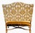 1960s 1960s Custom Designed Neoclassical Style Vintage Bench/Loveseat With Carved Wooden Arms, Velour Camel Color Seat & Gold Damask Upholstery For Sale - Image 5 of 8