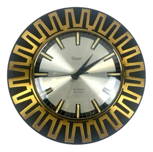 Mid-Century Modern Sunburst Wall Clock in Brass Chrometron from Richter Electric, 1960s