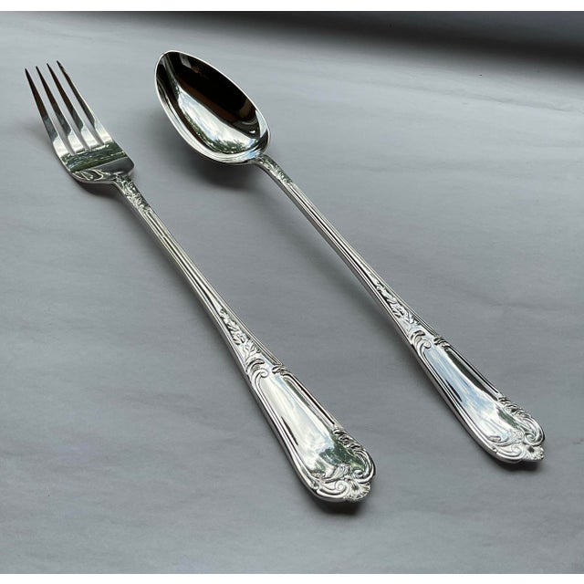 1980s A Pair of Silver Large Serving Spoon & Fork, La Regence For Sale - Image 11 of 14