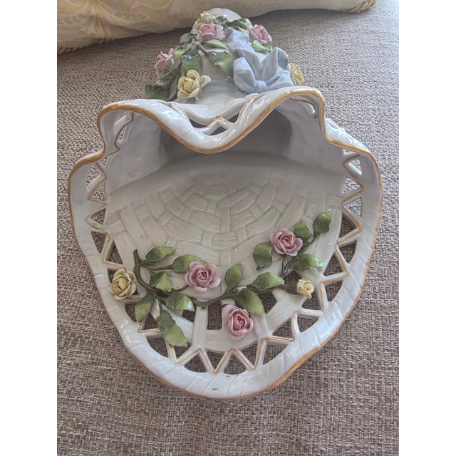 Large Antique German Wall Pocket Vase From Dresden For Sale - Image 4 of 8