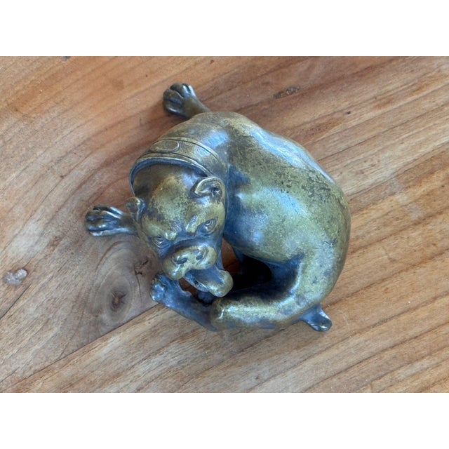 19th Century Austrian Bronze Bulldog Seated With Tongue Out For Sale - Image 4 of 6