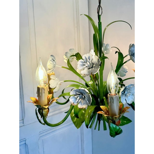 Vintage Floral Tole Chandelier, 1970 For Sale - Image 18 of 18