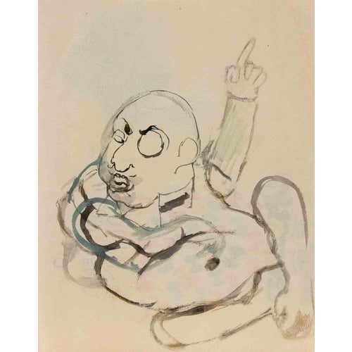Pastel and watercolor on paper, realized in the mid-20th Century. On rear: portrait of Gabriele D'Annunzio, watercolor on...