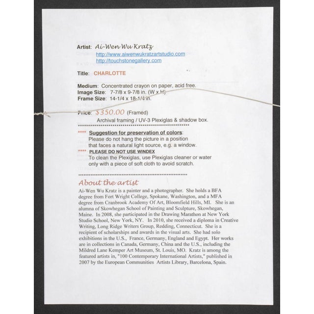 Gray Ai-Wen Wu Kratz "Charlotte" Crayon on Paper For Sale - Image 8 of 8