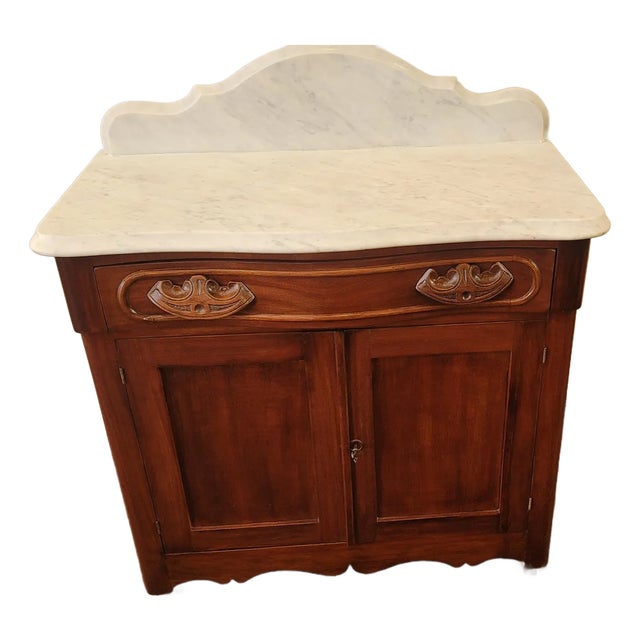 Antique Victorian Cherry Commode Wash Stand Cabinet For Sale