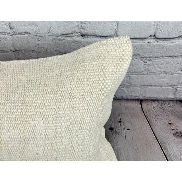 Turkish 16 x 24 Hemp Pillow Turkish Cushion Natural White Pillow Cushion Cover For Sale - Image 3 of 4