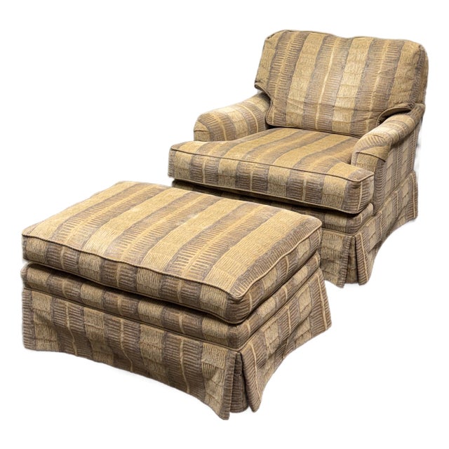 Vanguard Furniture Arm Chair + Ottoman Set For Sale