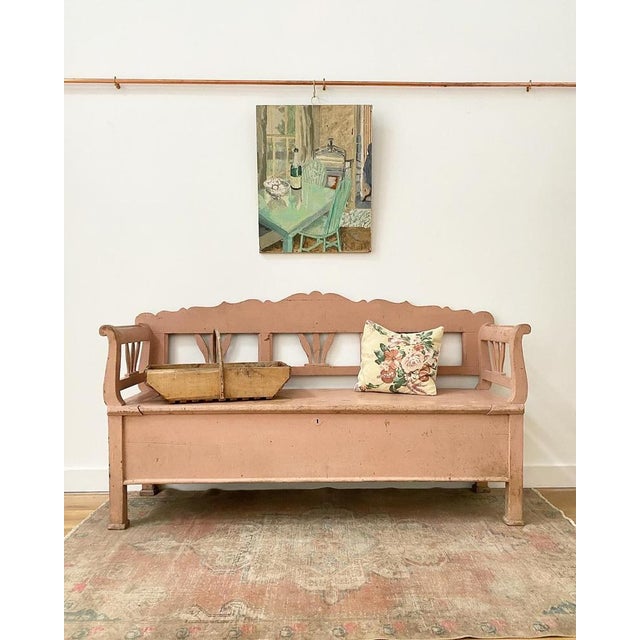 French Pink Settle Bench, Early 20th Century For Sale - Image 10 of 10