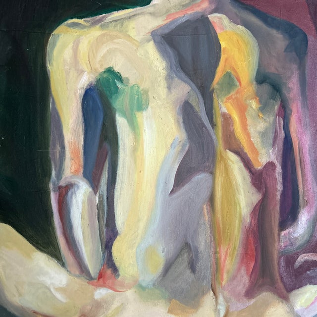 1970’s abstract impressionist nude figure painting on canvas. Signed on the back. Measures 23x28. Check out my shop Robins...