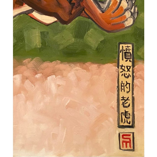 Contemporary Raging Tiger Original Oil Painting Stephen McDonough For Sale - Image 3 of 4