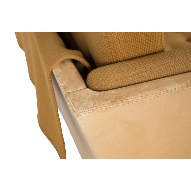 Mustard Danish Modern Leather, Tweed & Oak Sofa Model Ej 315 by Erik Jorgensen For Sale - Image 8 of 18