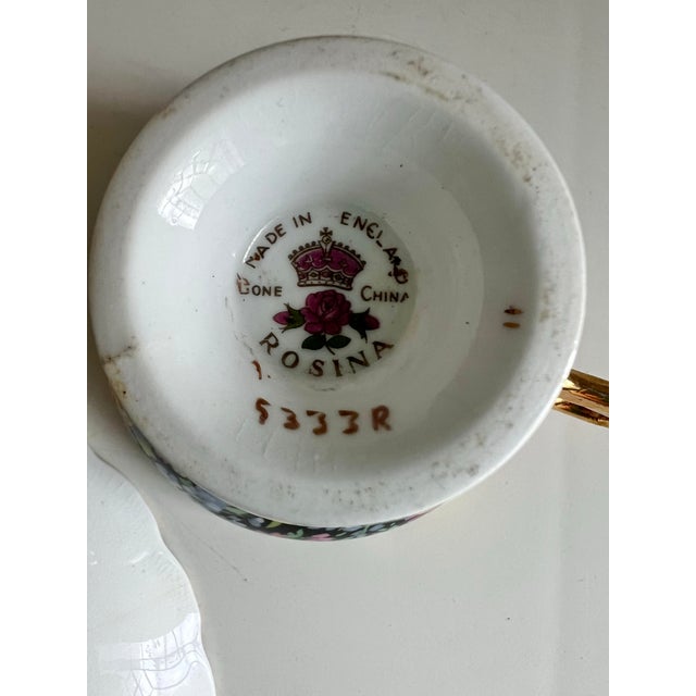 Ceramic 1940s Rosina Black & Gold Chintz Tea Cup and Saucer For Sale - Image 7 of 8