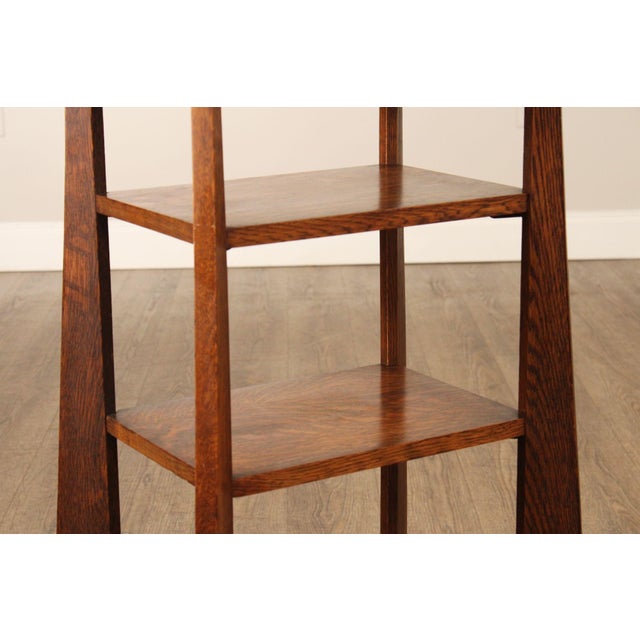 Wood Antique Arts & Crafts Oak Etagere For Sale - Image 7 of 12