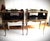 Pair of European Crossroads by John Richard Chinoiserie side tables from the 80's, in black lacquer, mercury glass and...
