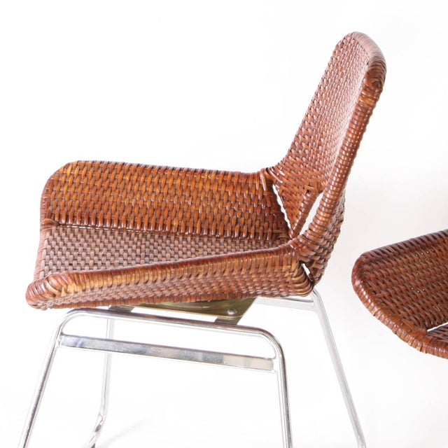 Rattan and Chrome Chairs, 1990s, Set of 4 For Sale - Image 6 of 15