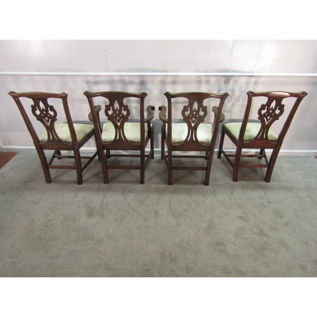 Brown Henkel Harris Solid Mahogany Set of Eight Chippendale Style Dining Chairs For Sale - Image 8 of 12