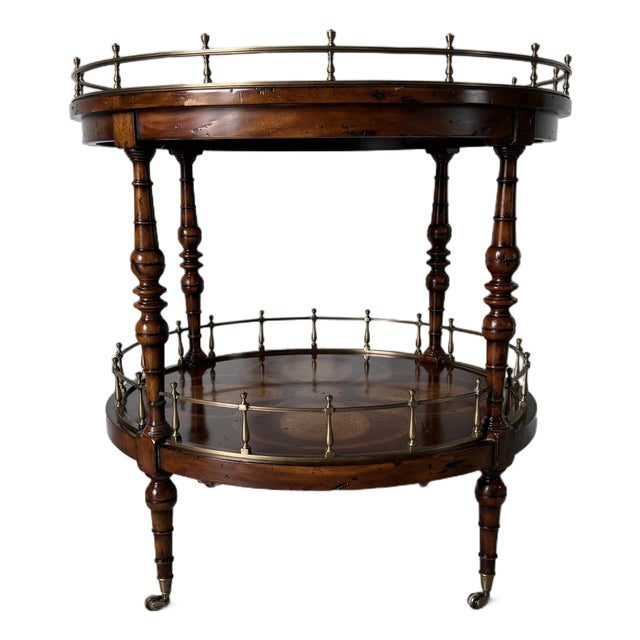 Vintage Theodore Alexander Regency Style Two Tier Accent Table With Brass For Sale