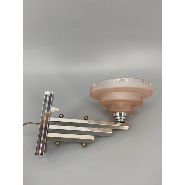 French Art Deco Wall Lamp with Stepped Glass Shade, 1920 For Sale - Image 9 of 12