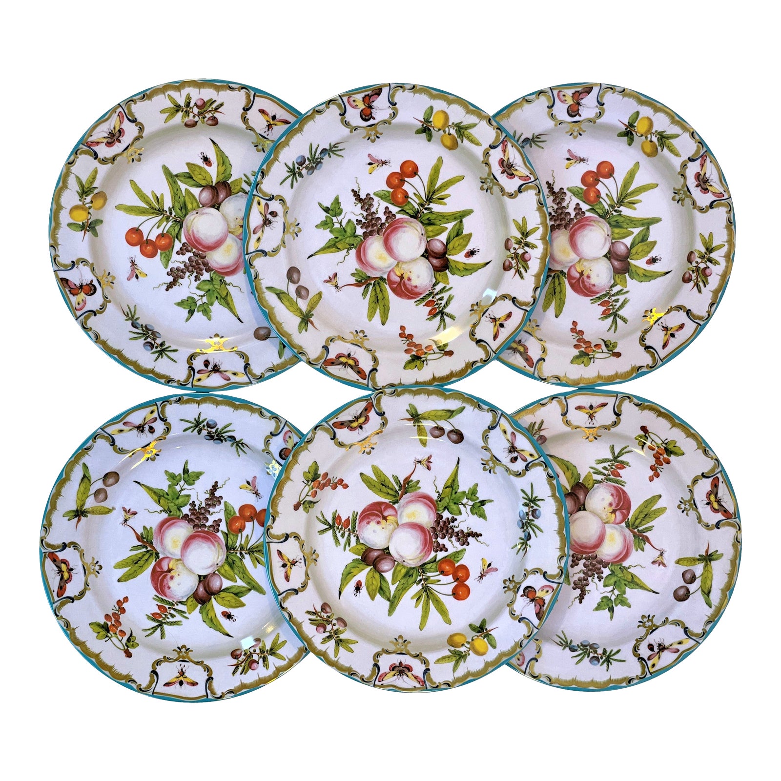Early 21st Century Enameled Tin English Duke of Gloucester Plates Set
