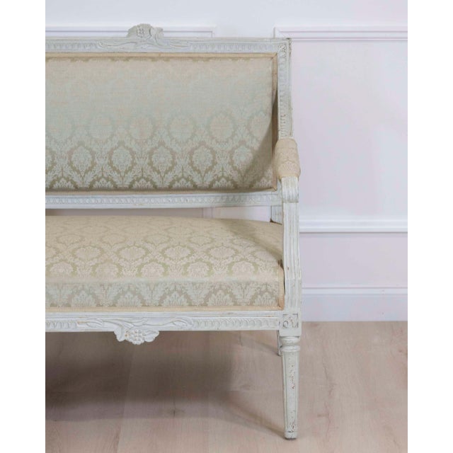 19th Century Swedish 19th Century Carved and Painted Pine Bench For Sale - Image 5 of 10