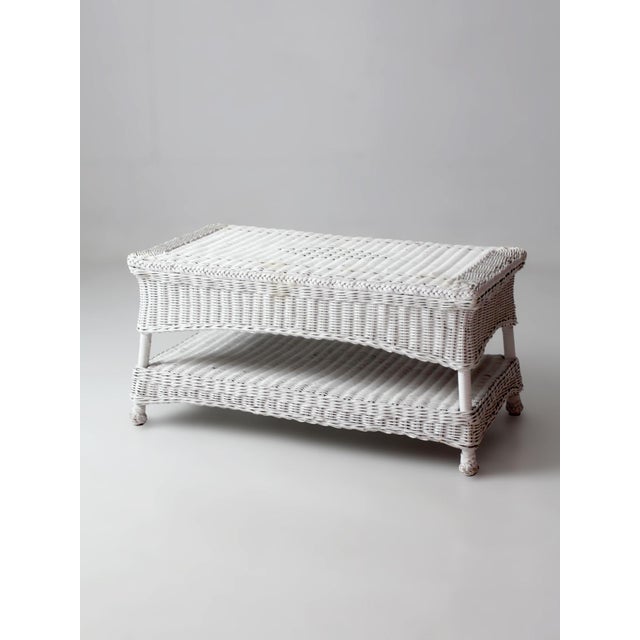 Antique White Wicker Coffee Table For Sale - Image 12 of 13