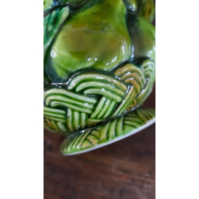 1960s Inarco E2611 Green Majolica-Style Fruit Pitcher For Sale - Image 12 of 14