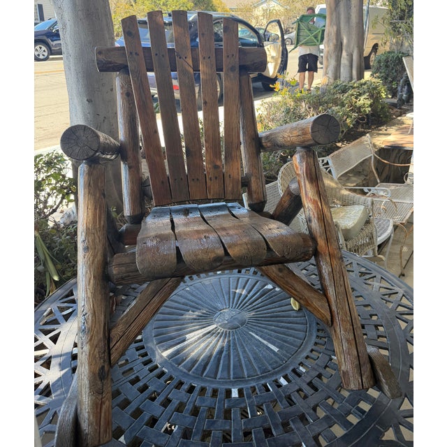 Monumental 20thc Hand Made Pine Log Rocking Chair For Sale - Image 4 of 7