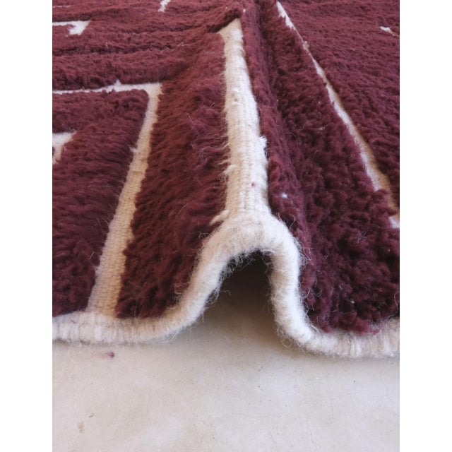 Burgundy Burgundy Textured Moroccan Wool Rug - 9.3 X 6.8 Ft For Sale - Image 8 of 8