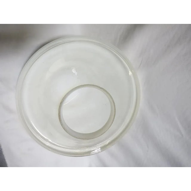 Mid-Century Modern Extra Large Schoolhouse Banded Cone Shape Ceiling Mixed Glass Globe Pendant For Sale - Image 3 of 6