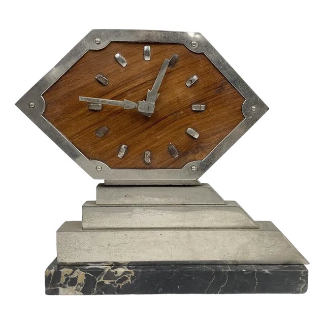 Art Deco Clock with Marble Base, 1930s For Sale