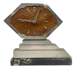 Art Deco Clock with Marble Base, 1930s