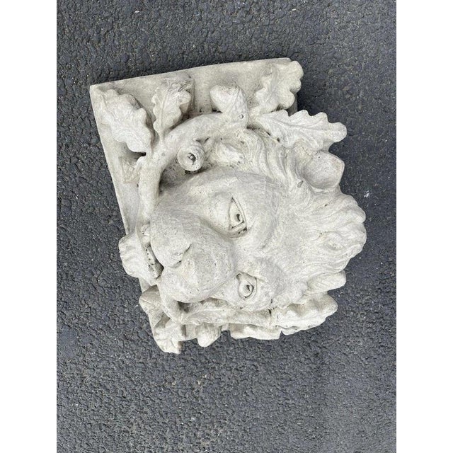 Cast Stone Lion Head Fountain Mask with Oak Leaves and Acorns For Sale - Image 12 of 16