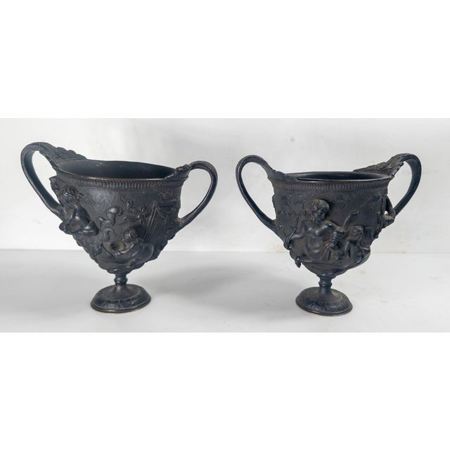 Metal 19th Century Pair of Neoclassical Grand Tour Urns With Mythological Figures For Sale - Image 7 of 18