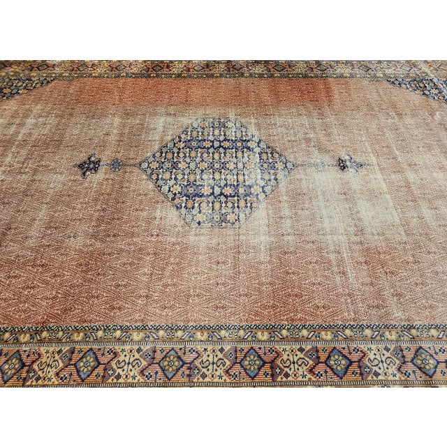 Vintage Persian Malayer Gallery Rug, Hand-Knotted Wool, Geometric Pattern, Rust Red & Navy, 10x15 For Sale - Image 4 of 13