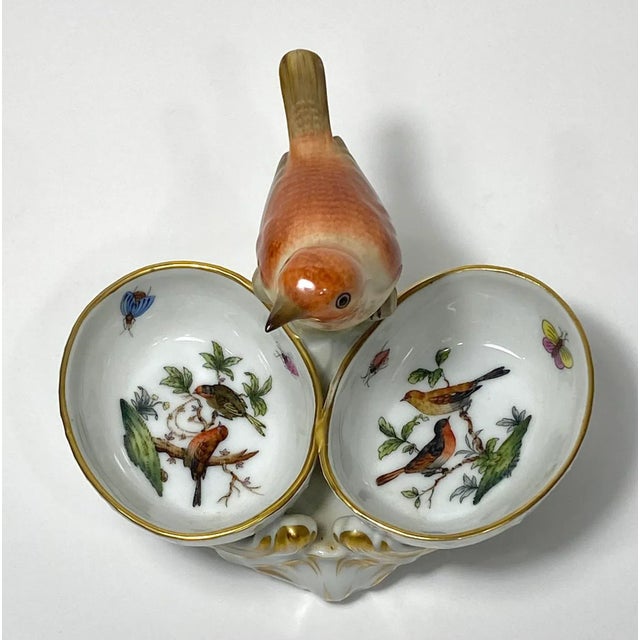 1960s Herend Lady Rothschild Birds & Pearls Double Salt Cellar, Hungary ...