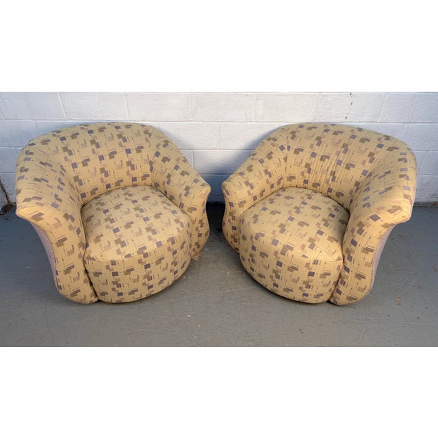 Modern 1990s Oversized Swivel Lounge Chairs Attributed to Weiman For Sale - Image 3 of 12