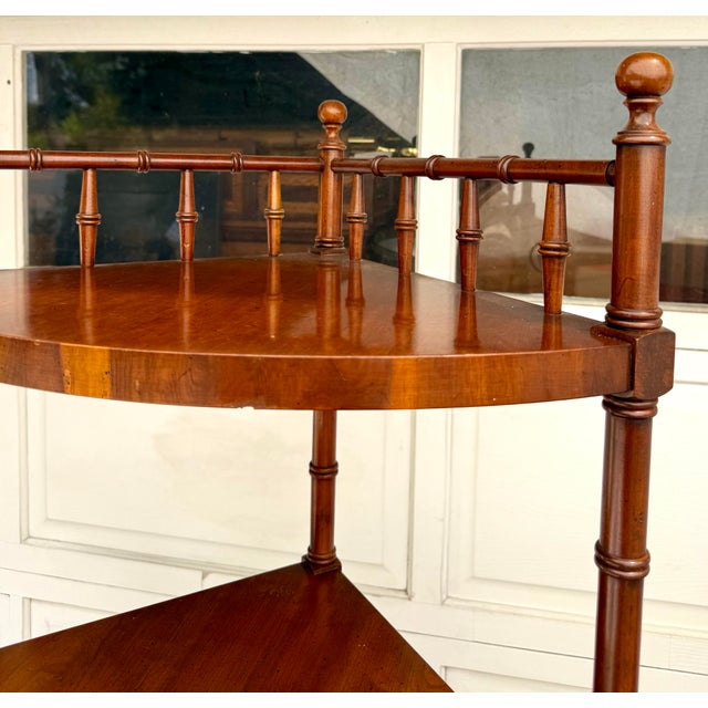 Drexel English Traditional Faux Bamboo Five-Tier Corner Étagère For Sale - Image 4 of 14