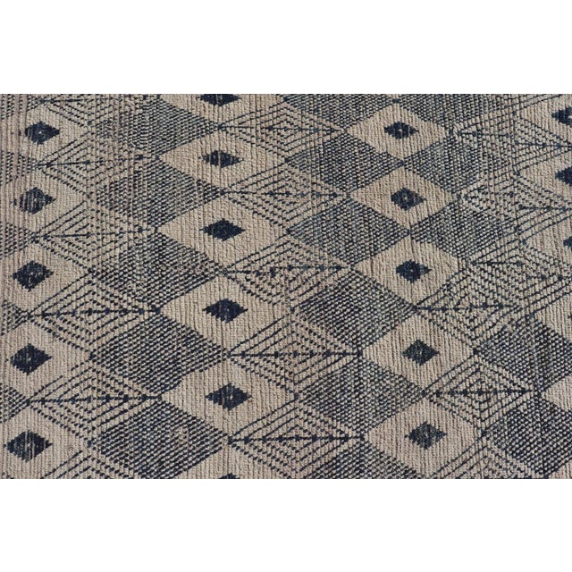 Navy Blue Keivan Woven Arts Hand-Knotted Modern Rug in Navy Blue & Off White 10'6 X 13'0 For Sale - Image 8 of 12