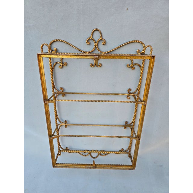 Hand Forged Gilt Wall Shelf From Italy For Sale - Image 4 of 11