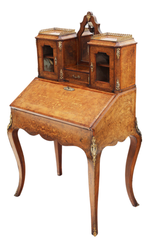 Antique Inlaid Burr Walnut Desk, 1800s