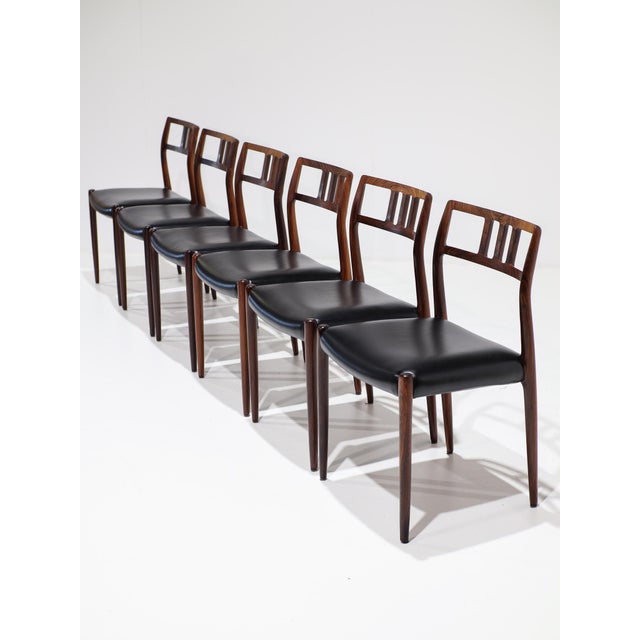 A rare set of six model 79 dining chairs designed by niels otto møller for j.l. Møllers møbelfabrik in denmark, 1960s....