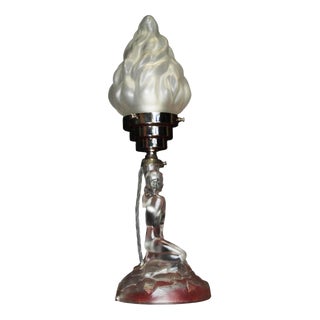Art Deco German Figural Silk Glass Table Lamp from Walther & Söhne, 1930s For Sale