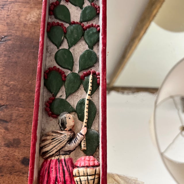 Mid 20th Century Peruvian Signed Nicario Jimenez Gesso Relief Retalbo Mirror and Shadowbox For Sale - Image 5 of 8