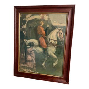 1950s Framed Medieval Print After Edwin Austin Abbey “Sir Galahad Passes From the Land”