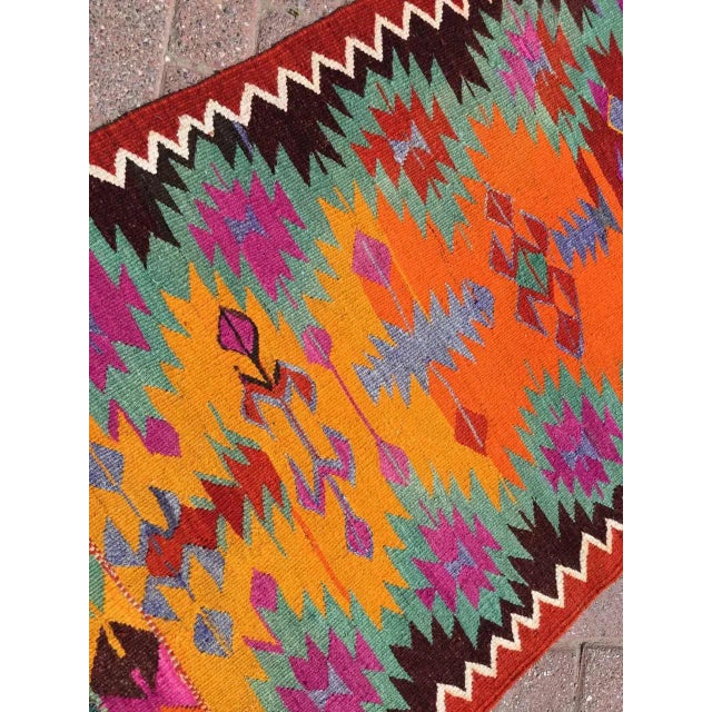 1960s Small Colorful Handmade Turkish Kilim Rug - 35" X 48.5" For Sale - Image 5 of 8