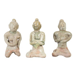 14th or 15th Century Ceramic Fertility Figures from Thailand - Set of 3 For Sale