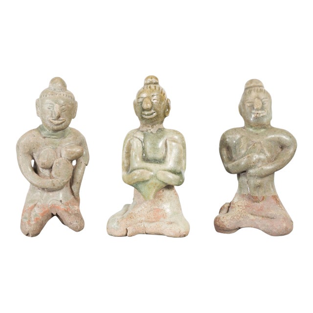 14th or 15th Century Ceramic Fertility Figures from Thailand - Set of 3 For Sale