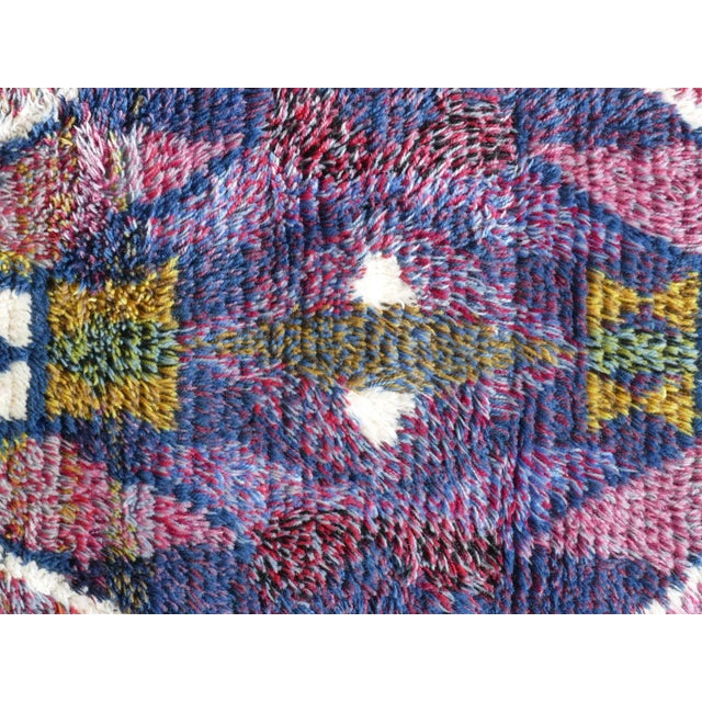 Blue Scandinavian Modern Geometric Rug in Wool, 1960s For Sale - Image 8 of 13