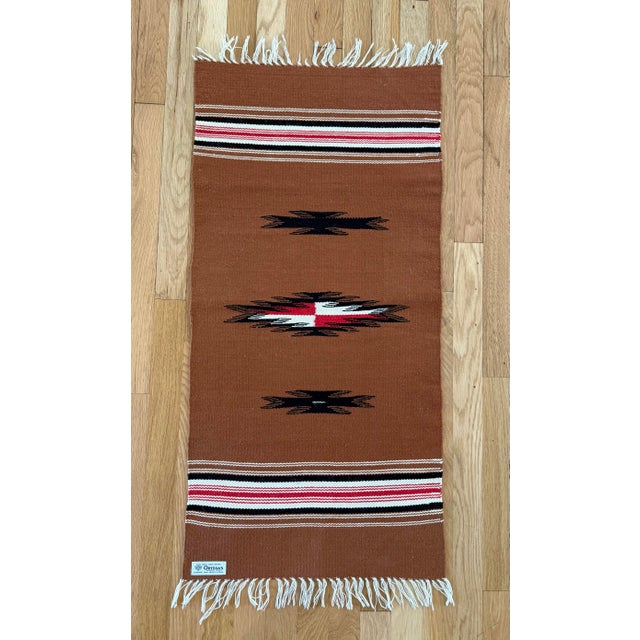 Vintage Hand Woven Wool Chimayo Textile For Sale - Image 4 of 11