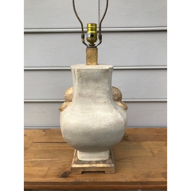 Vintage 1990’s Faux Stone Travertine Coastal California Style Lamp With Shade For Sale - Image 4 of 6